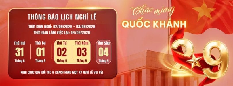 THÔNG BÁO LỊCH NGHỈ LỄ QUỐC KHÁNH 02/09/2026